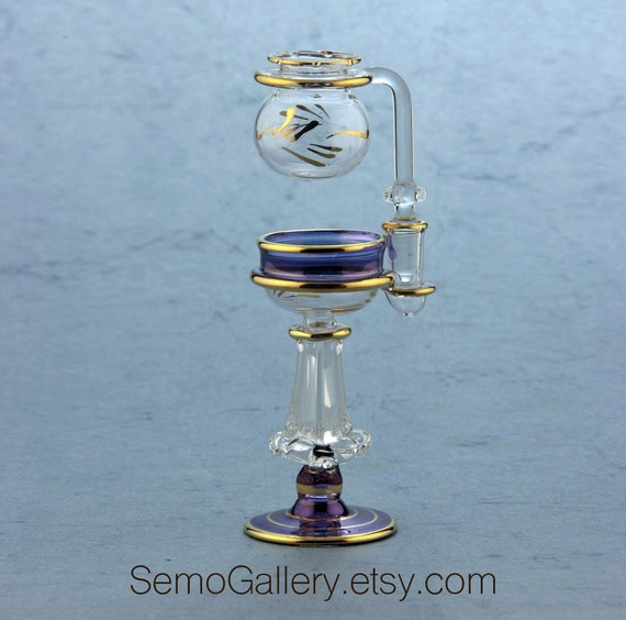 Cleopatra glass oil burners, Oil lamp engraved with 18K pure gold.