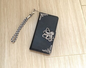 Octopus Removable Wallet Leather Stand Case For iPhone 11 12 13 14 15 Pro Max Samsung S24 S23 S22 FE Note 9 10 Plus 20 Ultra