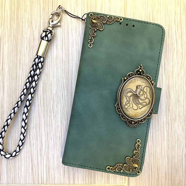 Steampunk Octopus Wallet Leather Flip Stand Case For iPhone XR XS 11 12 13 14 Pro Max Samsung S22 S21 FE S10 Plus Z Fold 2 3 4 Note 10 20