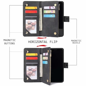 Octopus Zipper Phone Wallet Synthetic Leather Case For iPhone XS 11 12 13 14 15 Pro Max Samsung S24 S23 S22 FE Plus Note 9 10 20 Ultra image 8