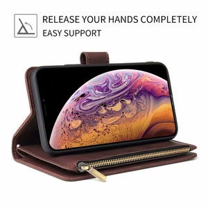 Octopus Zipper Wallet Synthetic Leather Stand Case For iPhone XS 11 12 13 14 15 Pro Max Samsung S24 S23 S22 FE Plus Note 9 10 20 Ultra image 2