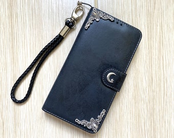 Star On The Moon Removable Wallet Leather Case For iPhone 11 12 13 14 15 Pro Max Samsung S23 S22 FE Plus Note 9 10 20 Ultra