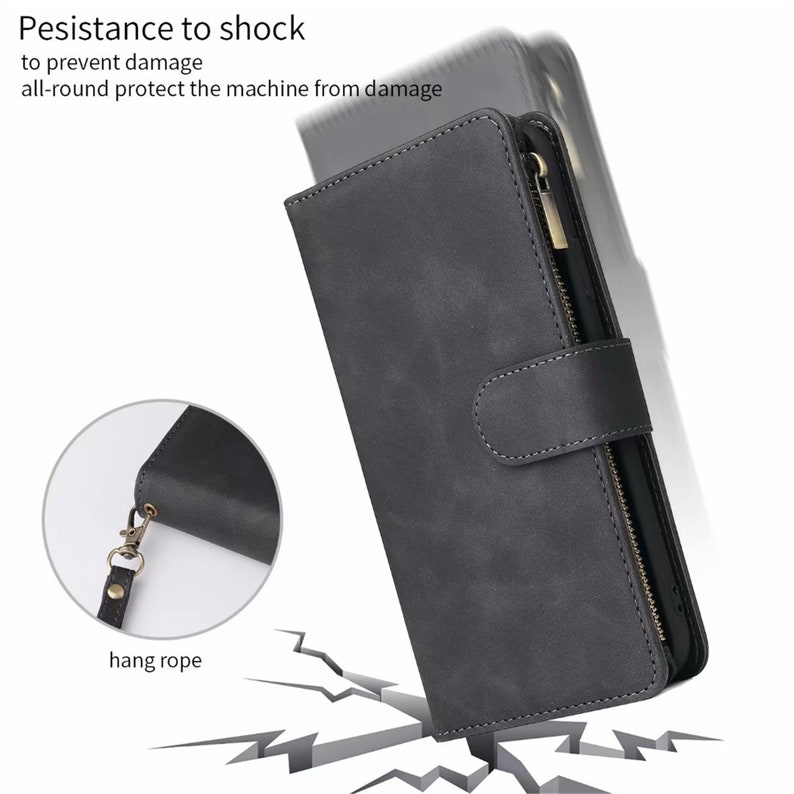 Octopus Zipper Phone Wallet Synthetic Leather Case For iPhone XS 11 12 13 14 15 Pro Max Samsung S24 S23 S22 FE Plus Note 9 10 20 Ultra image 10