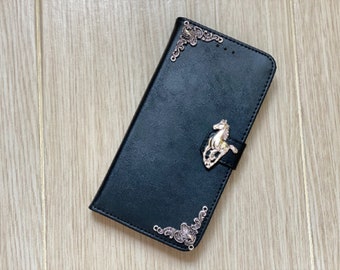 Horse Wallet Pu Leather Stand Case For iPhone XR XS 11 12 13 Pro Max Samsung S22 S21 S20 FE S10 Plus Note 8 9 10 20 Ultra