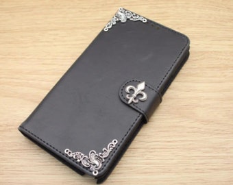 Fleur De Lis Wallet Pu Leather Stand Case For iPhone XR XS 11 12 13 14 Pro Max Samsung S23 S22 S21 S20 FE S10 Plus Note 9 10 20 Ultra