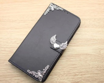 Angel Wings Wallet Pu Leather Stand Case For iPhone XR XS 11 12 13 Pro Max Samsung S22 S21 S20 FE S10 Plus Note 8 9 10 20 Ultra