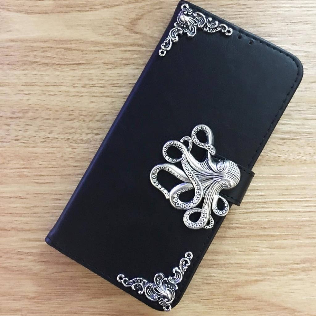3D Octopus Wallet PU Leather Handmade Stand Case Cover for Etsy