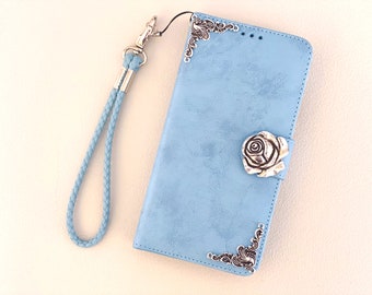 Floral Rose Removable Wallet Leather Magnetic Case For iPhone XS 11 12 13 14 15 Pro Max Samsung S23 S22 FE Plus Note 9 10 20 Ultra
