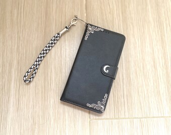 Star On The Moon Removable Wallet Leather Stand Case For iPhone 11 12 13 14 15 Pro Max Samsung S24 S23 S22 FE Note 9 10 Plus 20 Ultra