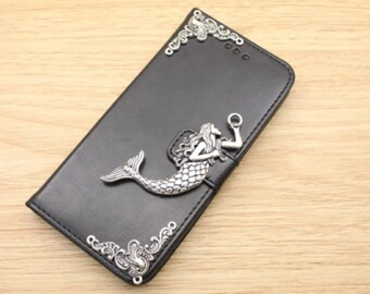 The Little Mermaid Wallet Leather Stand Case Cover For iPhone XR XS 11 12 13 Pro Max Samsung S22 S21 S20 FE S10 Plus Note 8 9 10 20 Ultra