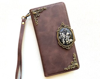 Gothic Fairy Telefon Brieftasche Leder Flip Fall für iPhone 11 12 13 14 15 Pro Max Samsung S24 S23 S22 FE Ultra Note 20 9 10 Plus Z Fold 3 4 5