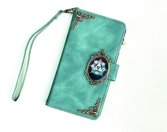 Zelda Breath Of The Wild Triforce Zipper Wallet Leather Magnetic Case For iPhone 15 Plus Pro Max Samsung Galaxy Z Fold 5