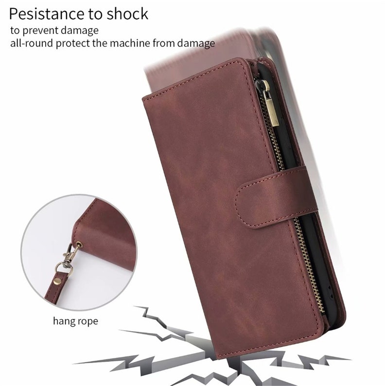 Octopus Zipper Wallet Synthetic Leather Stand Case For iPhone XS 11 12 13 14 15 Pro Max Samsung S24 S23 S22 FE Plus Note 9 10 20 Ultra image 5