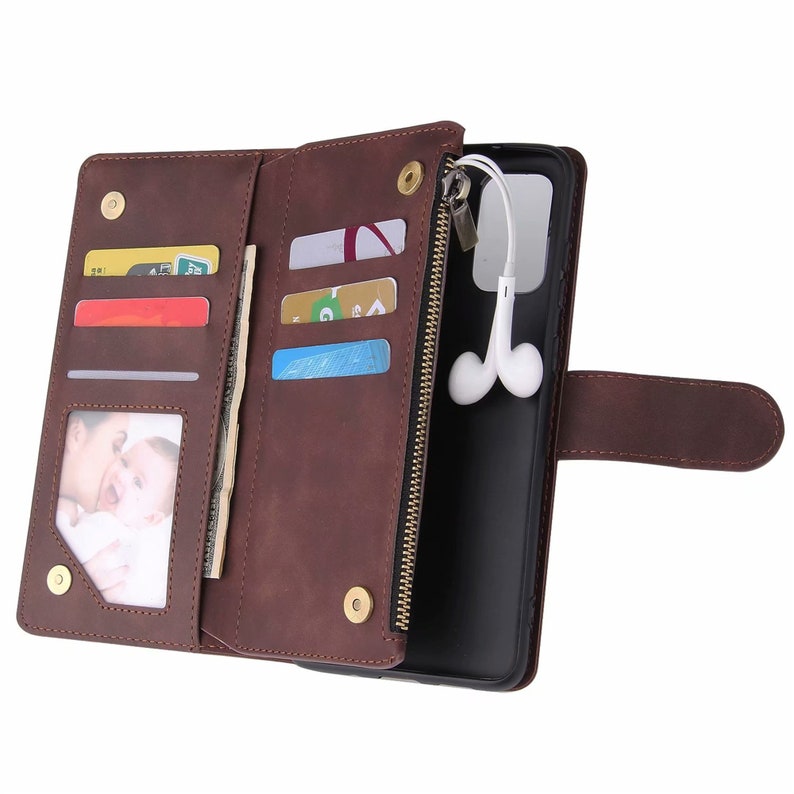 Octopus Zipper Wallet Synthetic Leather Stand Case For iPhone XS 11 12 13 14 15 Pro Max Samsung S24 S23 S22 FE Plus Note 9 10 20 Ultra image 8