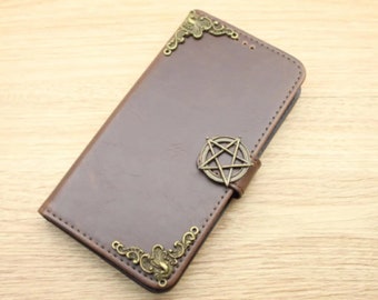 Pentagram Magick Star Portemonnee Pu Lederen Stand Case Voor iPhone XR XS 11 12 13 Pro Max Samsung S22 S21 S20 FE S10 Plus Note 8 9 10 20 Ultra