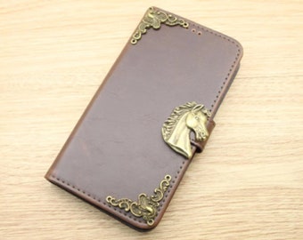 Horse Wallet Pu Leather Stand Case For iPhone XR XS 11 12 13 Pro Max Samsung S22 S21 S20 FE S10 Plus Note 8 9 10 20 Ultra