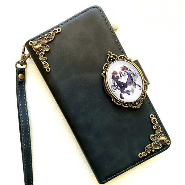 Heart Twin Bro Zipper Wallet Leather Case For iPhone X XS XR 11 12 13 14 Pro Max Samsung S24 S23 S22 S21 S20 FE Ultra Note 20 9 10 Plus