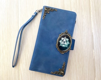 Triforce Symbol Zipper Wallet Leather Case For iPhone XS 11 12 13 14 15 Pro Max Samsung S24 S23 S22 FE Plus Note 9 10 20 Ultra