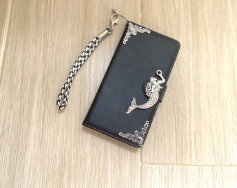 Mermaid Removable Wallet Leather Stand Case For iPhone 11 12 13 14 15 Pro Max Samsung S24 S23 S22 FE Note 9 10 Plus 20 Ultra