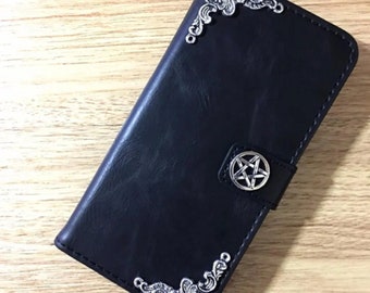 Pentagram Magick Star Portemonnee Pu Lederen Stand Case Voor iPhone XR XS 11 12 13 Pro Max Samsung S22 S21 S20 FE S10 Plus Note 8 9 10 20 Ultra