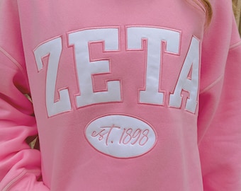 Greek Pink Established Date Mockneck Sweatshirt