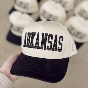 ARKANSAS Black And Cream Vintage Trucker Hat