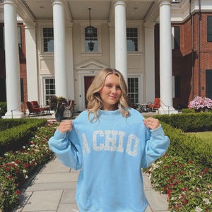 Greek Floral Embroidered Mock-Neck Sweatshirt