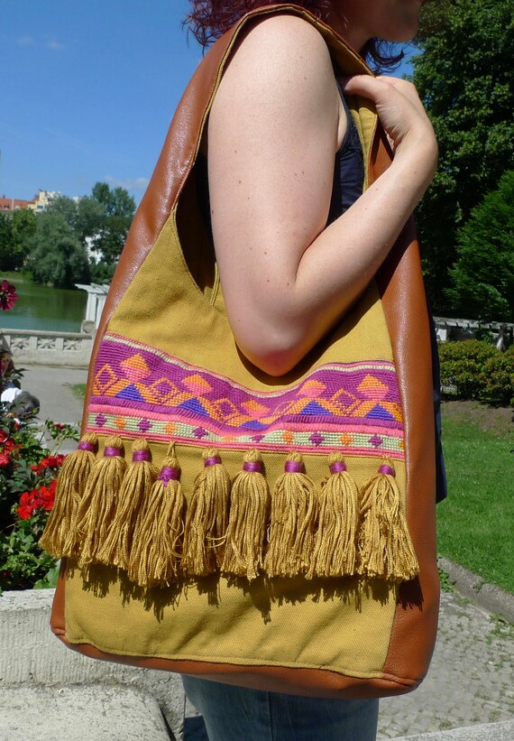 Ethnic Boho Festival Handbag embroidered tassles beads blue pink FAST UK POST