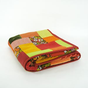 Couverture patchwork "Pady" - couleurs automnales - modèle unique fait main en France