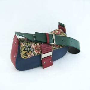 &quot;Adélaïde&quot; baguette bag in floral tapestry and imitation leather - unique piece made in France