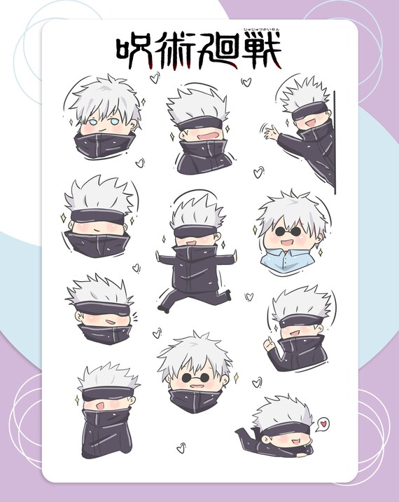 jujutsu kaisen fanart printable sticker sheet gojo satoru etsy australia