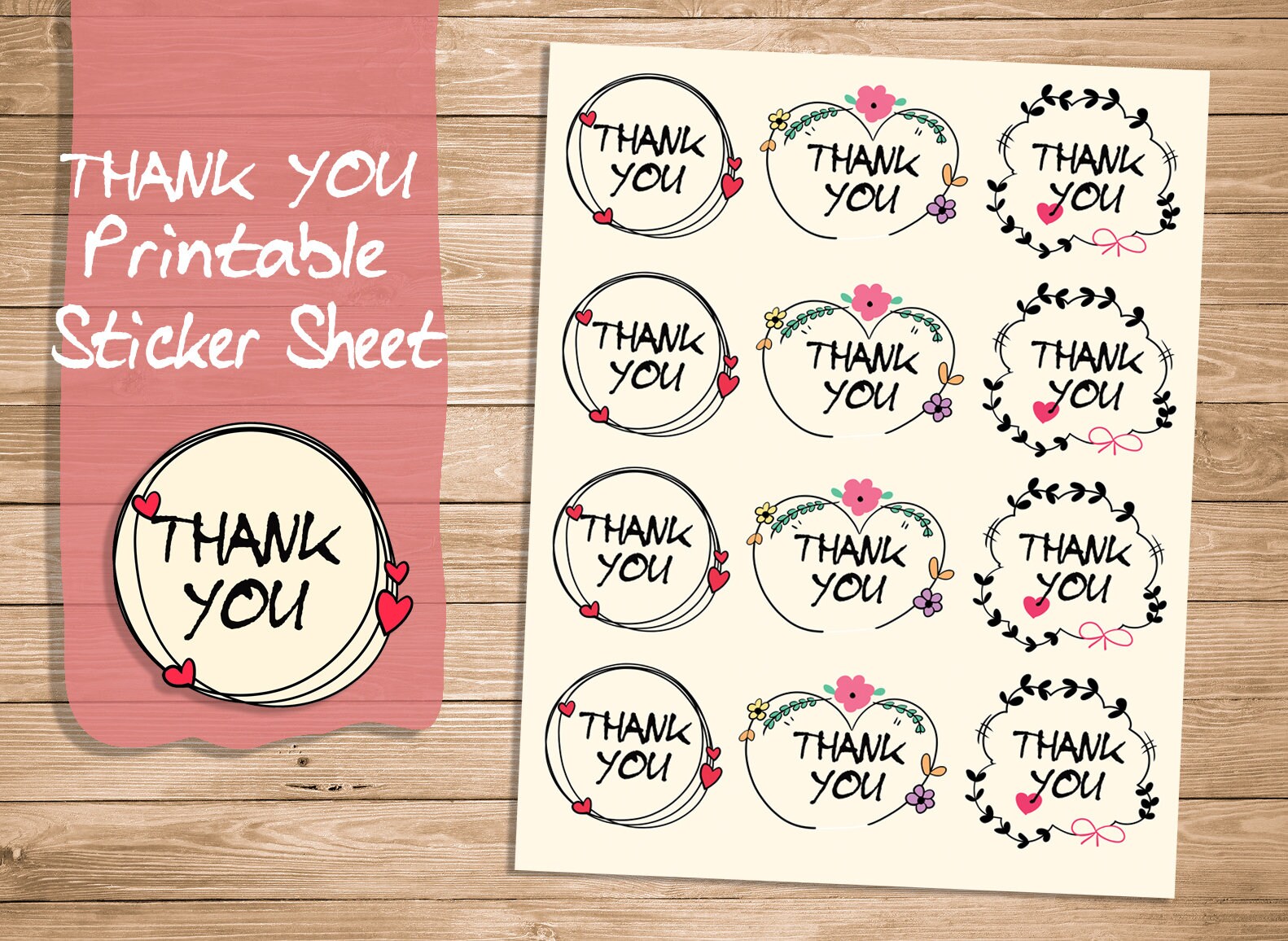 Thank You business Sticker Sheet Printable Packing Stickers Etsy