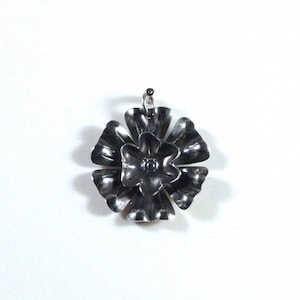 Vintage Silver 3D Flower Pendant c1960