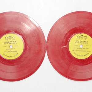 Two 7&quot; inch Wheaties Red Records, Old Favorite Albums, 78 RPM, 1950&#39;s