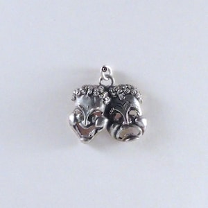 Vintage Sterling Silver Drama Mask Charm, Comedy Tragedy Pendant c1950s