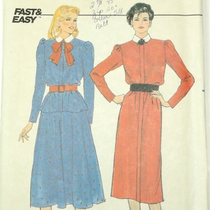 Vintage 1980s Butterick Pattern 6944 Straight Dress, Top & Flared Skirt Size 8-10-12