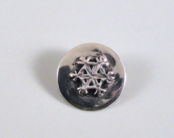 Sterling Silver Snowflake Lapel Pin, Vintage Navajo Bell Tradingc1960s