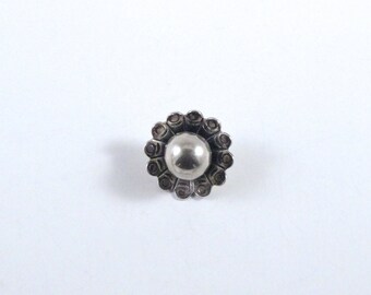 Vintage 1950's Sterling Silver Button - Mexican Modernist Flower