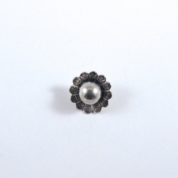 Vintage 1950's Sterling Silver Button - Mexican Modernist Flower