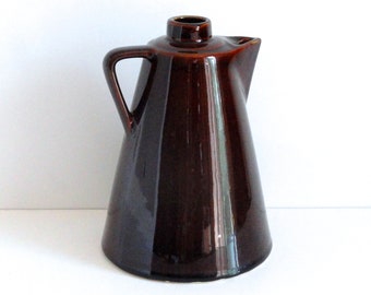 Vintage Leroux Liqueur Jug, Brown Glazed Stoneware c1950s