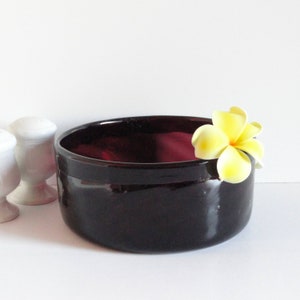 Vintage Deep Amethyst Serving Bowl, Mexican Avalos Art Glass c1950&#39;s
