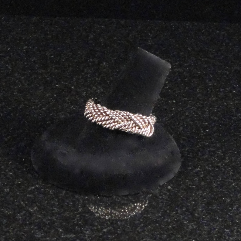 Vintage Mexican Sterling Silver Braided Filigree Ring c1940s