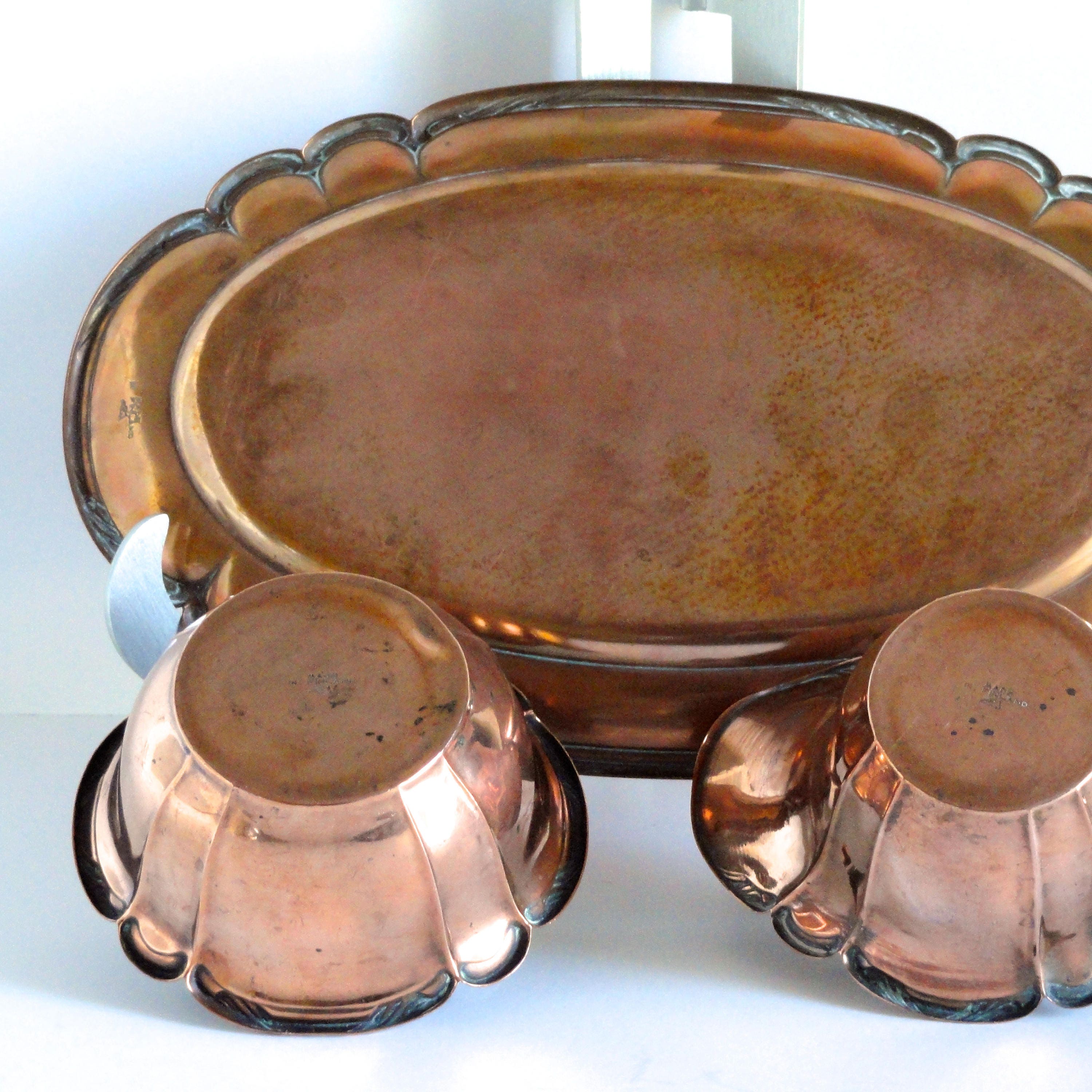 Vintage Copper Cream and Sugar Set With Tray Made in Finland Etsy