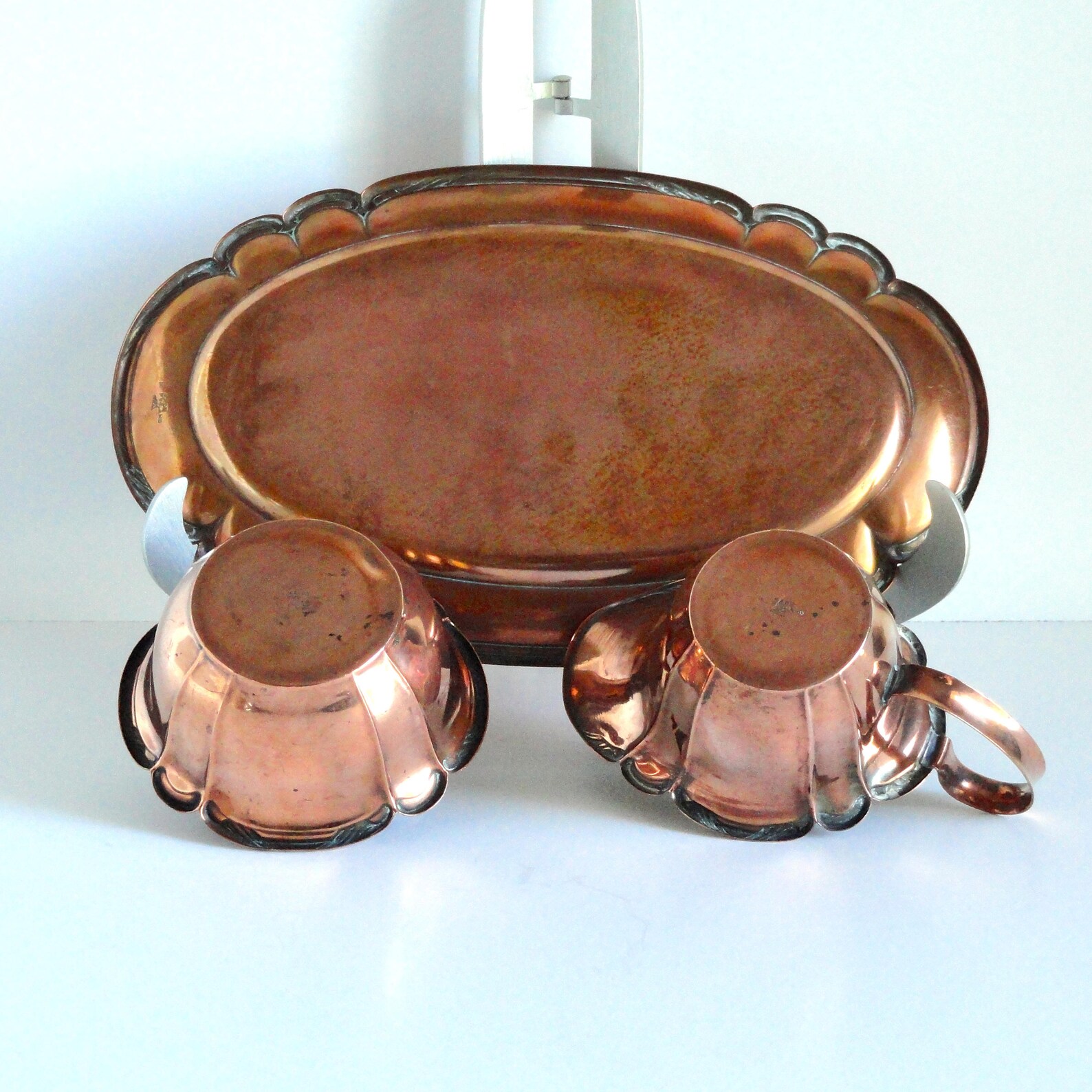 Vintage Copper Cream and Sugar Set With Tray Made in Finland Etsy