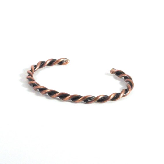 Solid Copper Twisted Rope Cuff Bracelet, Vintage … - image 3