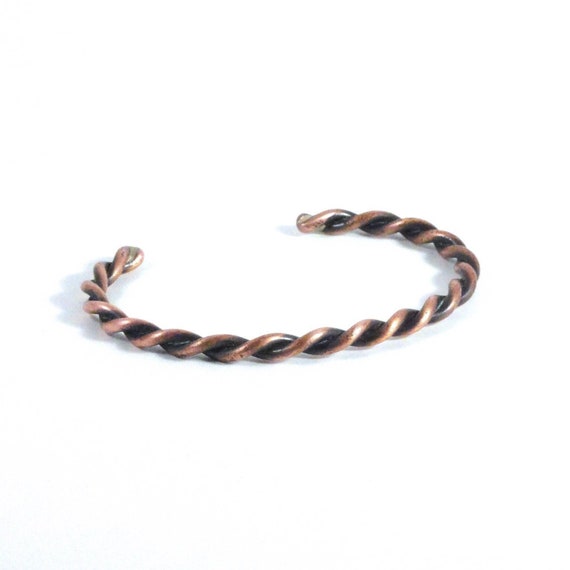Solid Copper Twisted Rope Cuff Bracelet, Vintage Navajo Bell Solid Copper Twisted Rope Cuff Bracelet, Vintage Navajo Bell