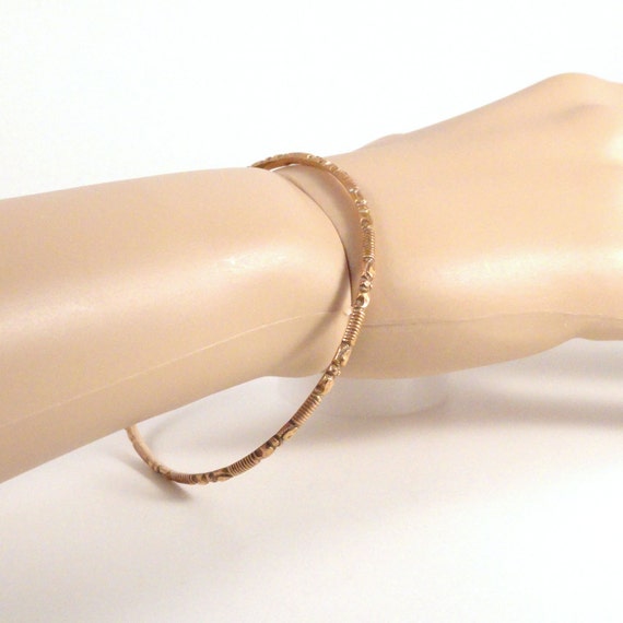 Vintage Brass Stackable Bangle Bracelet 1960s Gem
