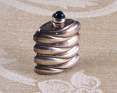 Vintage Taxco Sterling Silver Perfume Bottle, Cobalt Glass Stopper c1940s