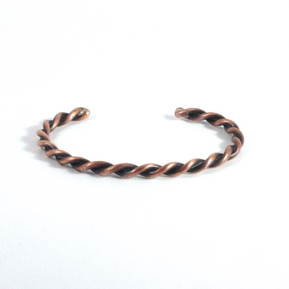 Solid Copper Twisted Rope Cuff Bracelet, Vintage … - image 2