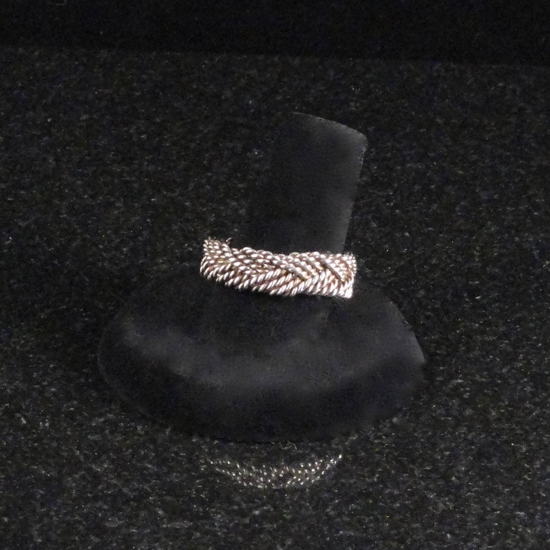 Vintage Mexican Sterling Silver Braided Filigree Ring c1940s